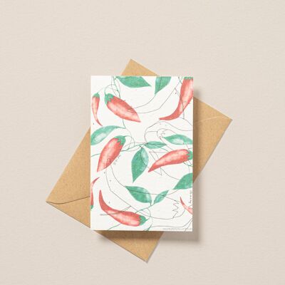 Cartolina piantabile con illustrazione di peperoncino