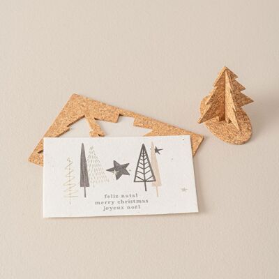 Cartolina di Natale in sughero da assemblare e piantare - Albero