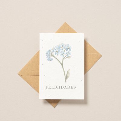 Pflanzbare Postkarte Beste Wünsche blau