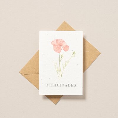 Carte postale plantable Meilleurs vœux rouge