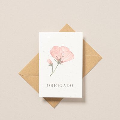 Carte postale plantable Merci rouge
