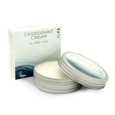 Paquete de 12 - Crema desodorante en lata - Sin aroma añadido - Sin alcohol ni aluminio - Certificado vegano