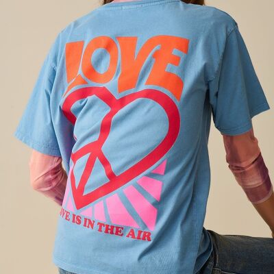 Blue T-Shirt made in italy with Love is Air and Heart with Peace logo