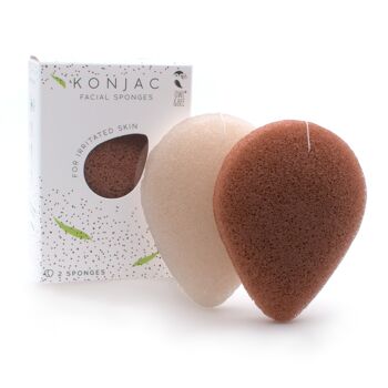 Éponges naturelles Konjac pour le visage - Pour peaux irritées - Certifiées Vegan (2 éponges dans 1 boîte) 2