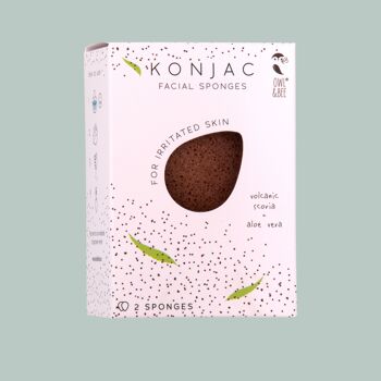 Éponges naturelles Konjac pour le visage - Pour peaux irritées - Certifiées Vegan (2 éponges dans 1 boîte) 1