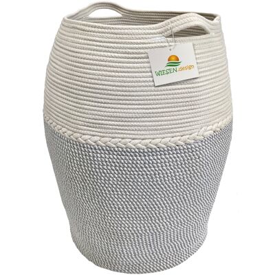 Cestino JAMILA Ø39/49xH65 cm Grigio chiaro/Bianco/105L