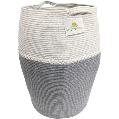 Panier JAMILA Ø39/49xH65 cm Gris/Blanc/105L