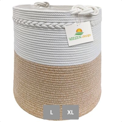 Panier KNUT Ø41xH46 cm Marron Clair/Blanc/61L
