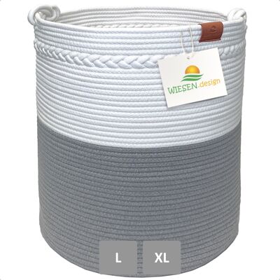 Panier KNUT Ø46xH48 cm Gris/Blanc/80L