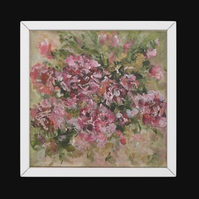 Ensoñación Floral, Pintura Floral Abstracta Original en Lienzo, Arte de Pared Hecho a Mano, Pintura Acrílica Texturizada, Lista para Colgar