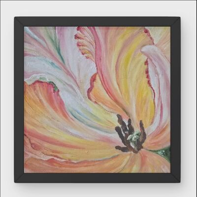 Étude élégante de tulipes, peinture sur toile originale de tulipes florales, art mural fait main, peinture à l'huile de tulipes roses