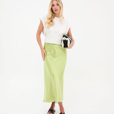 Jupe en satin citron vert ange