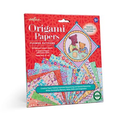 Papeles de origami con patrones de flores de eeBoo