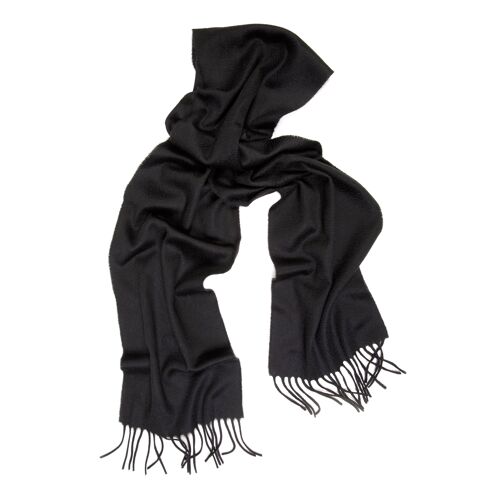 Oban Solid Black Cashmere Scarf