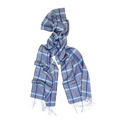 Oban Navy Herringbone Cashmere Scarf