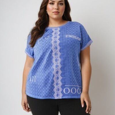 Maglietta blu taglie forti (C8013&BLUE)