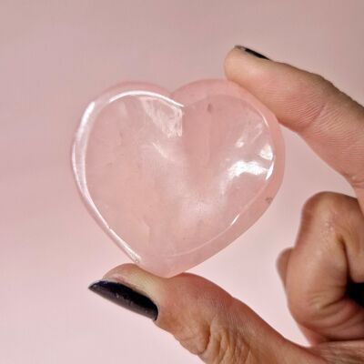 Bol en forme de cœur en pierre précieuse de quartz rose (environ 5 cm) – Amour, Croissance et Harmonie