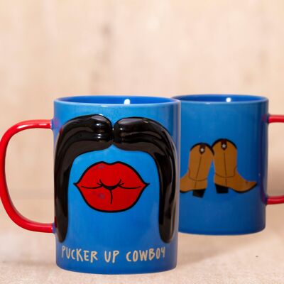 Pucker Up Cowboy Novelty Moustache Mug