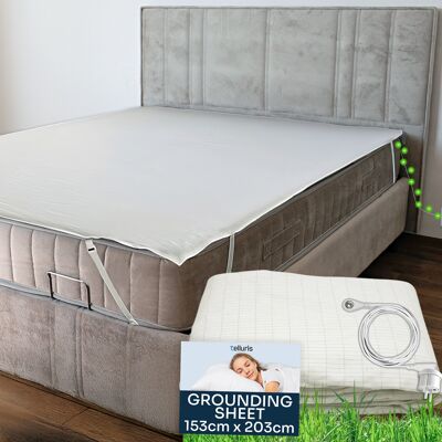 Erdungslaken – 153x203 cm – Verbessert den Schlaf – Einfacher Anschluss mit Erdungsstecker – Natürlicher Komfort & Wohlbefinden