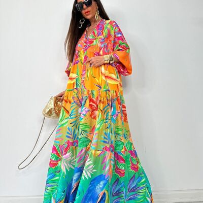 Vestido Tropical Multicolor - Cuello en V