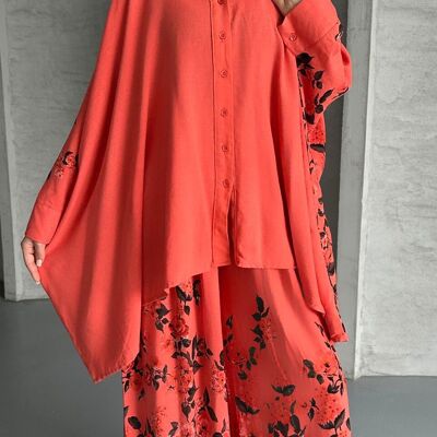 Ensemble corail à fleurs
