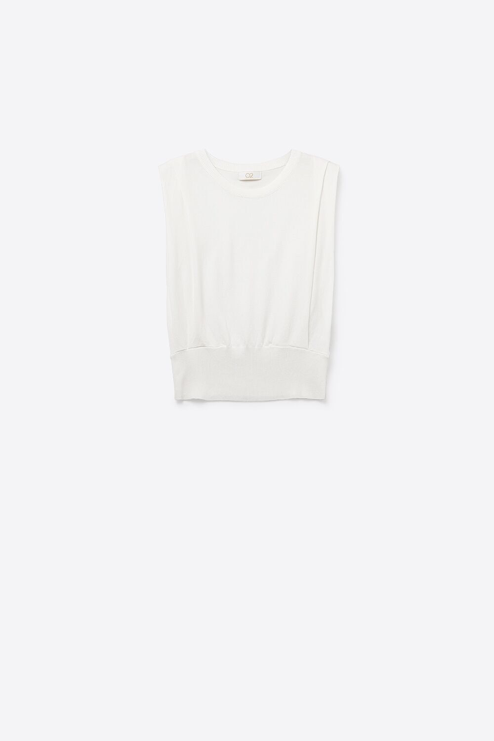 Sleeveless Knited sweater With Shoulder Drape in White