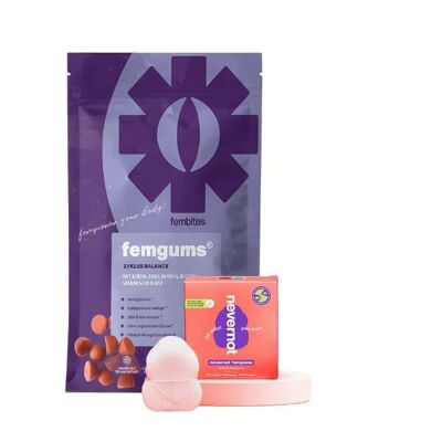 Pacchetto di periodi | femgums® CYCLE BALANCE + assorbenti interni nevernot soft