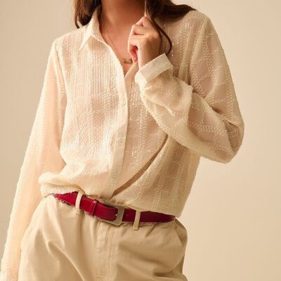 beige chiffon shirt with sequin detail