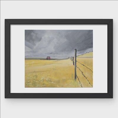 Camino rural tranquilo, pintura original en lienzo con paisaje tranquilo, arte mural texturizado hecho a mano, pintura al óleo suave