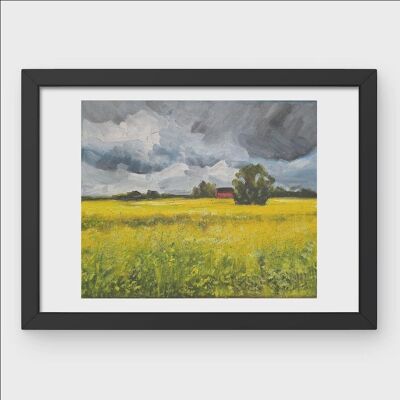 Les Champs, Peinture sur toile originale de paysage serein, Art mural texturé fait main, Peinture à l'huile douce