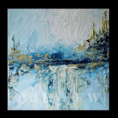 Brise givrée, peinture sur toile originale représentant un paysage frais, art mural texturé fait main, peinture acrylique douce