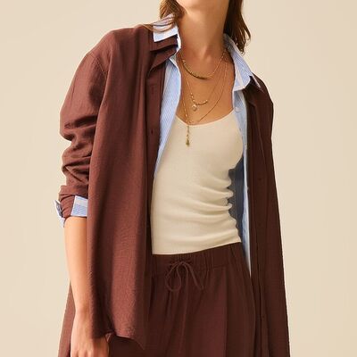 relaxed fit Brown Shirt long Sleeves