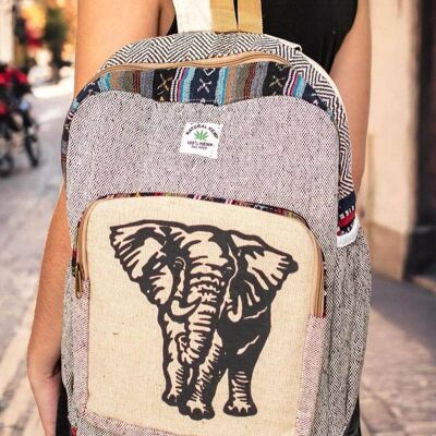Zaino unisex alla moda in canapa con elefante