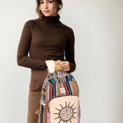 Zaino in canapa con design Om Sun - Unisex