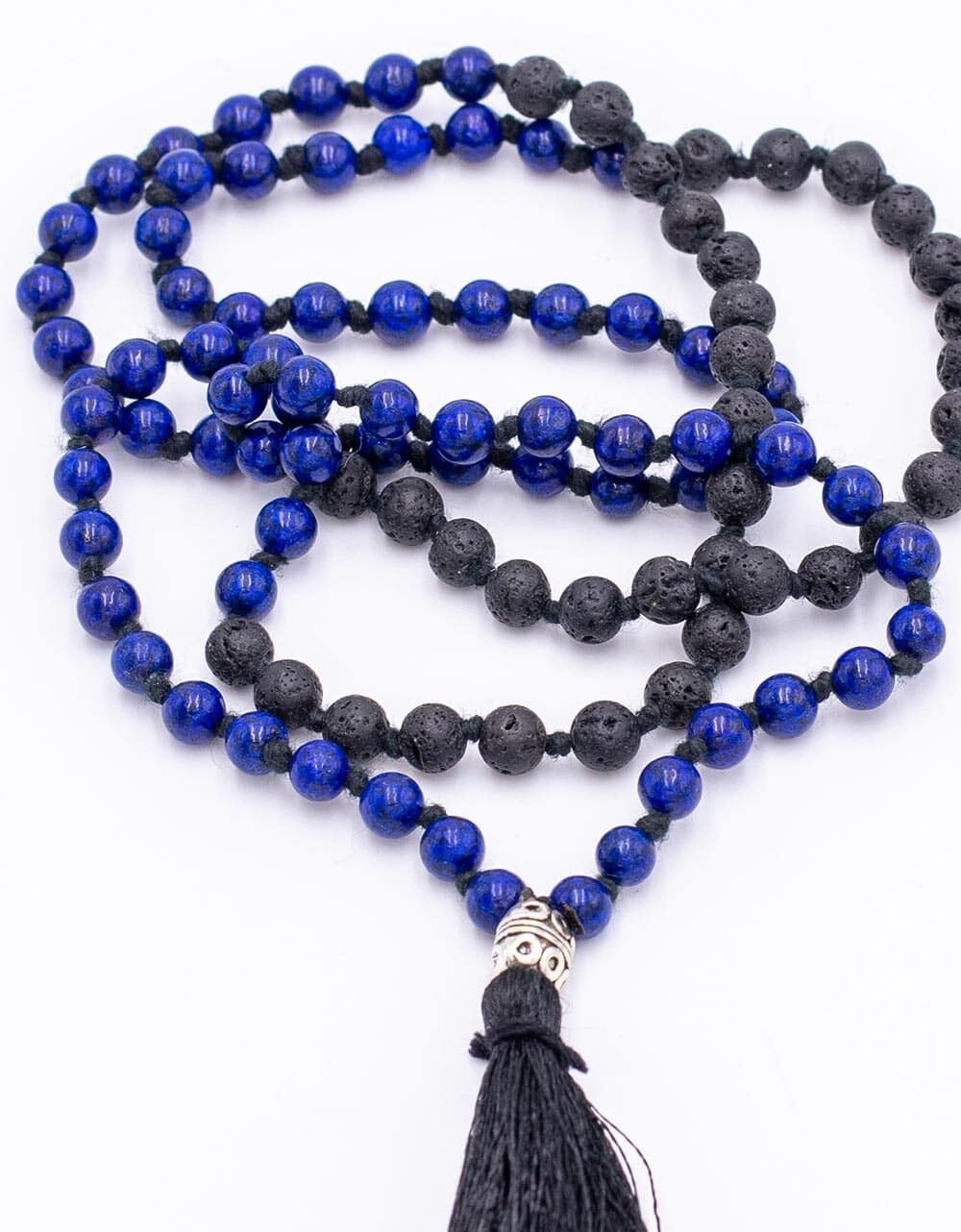 Collana Mala tibetana Lapislazzuli+Roccia vulcanica
