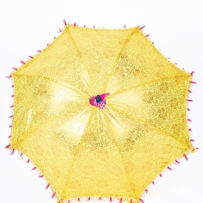 Parasol ethnique jaune vif fait main