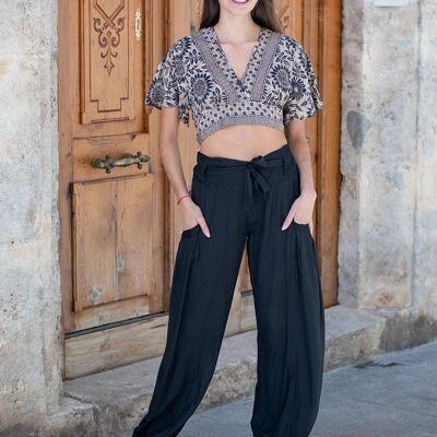 Bombacho Pantalon Negro con Lazo