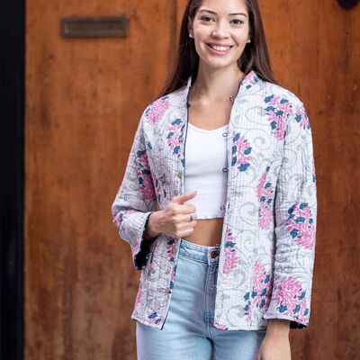 Reversible Cotton Jacket with Double Print and Pockets