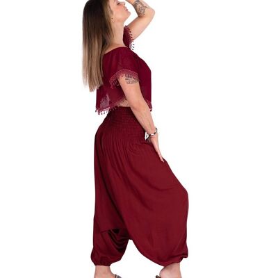 Pantaloni multifunzione in rayon bordeaux