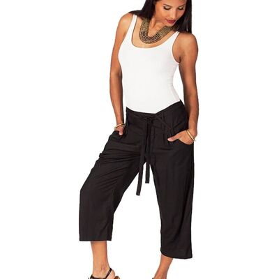 Pantaloni Capri Kimago neri con cintura ed elastico