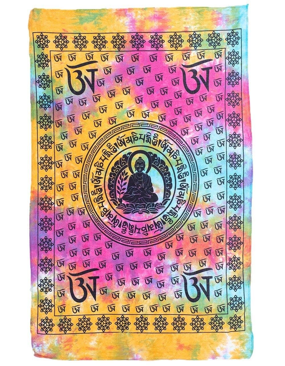 Arazzo di divinità indù - Buddha con sfondo multicolore