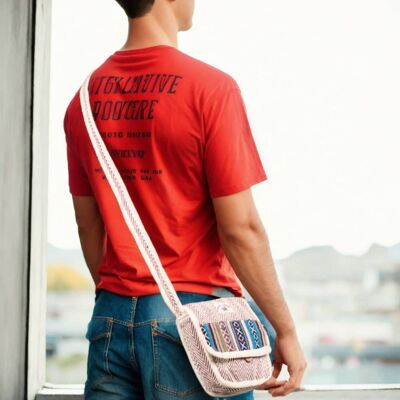 Unisex Sustainable Natural Hemp Handcrafted Bag with Flap