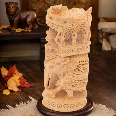 Handmade Wooden Elephant Statue 6 inches