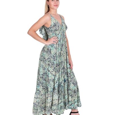 Long Dress with Ruffles on the Back and Straps