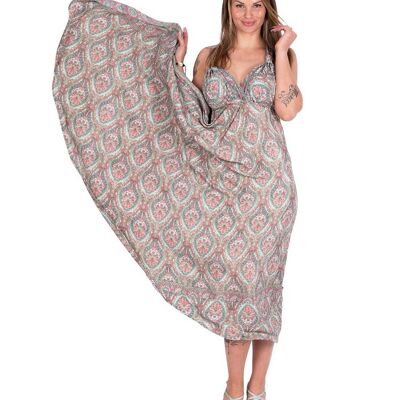 Long Silk and Polyester Dress | Empire Waist | Crisscross Back Straps | One Size