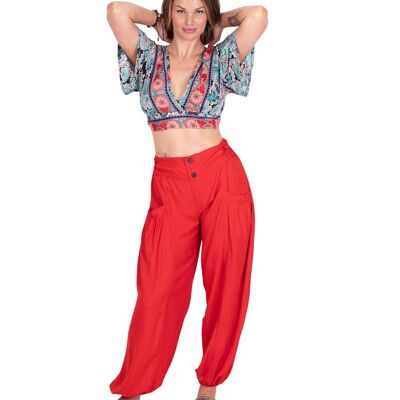 Pantaloni etnici fluidi in rayon | Vita regolabile e caviglia elastica | Moda sostenibile B2B