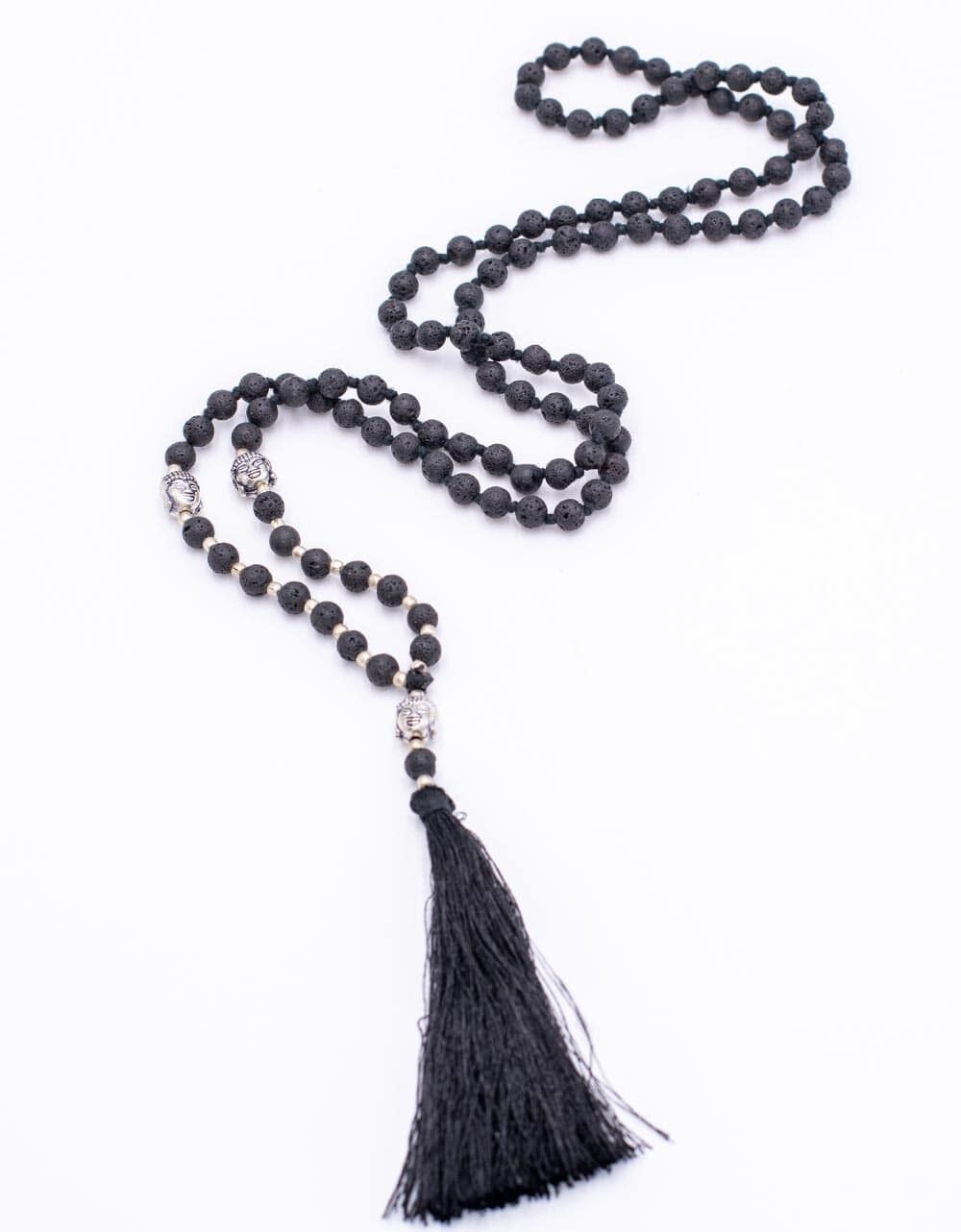 Collana Mala tibetana in pietra vulcanica