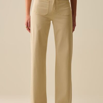 pantalon large avec poches avant en beige
