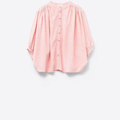 blusa suelta de cuadros vichy rosa claro