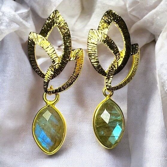Orecchini "JASMINE" in labradorite placcati oro